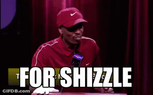 A Man Wearing A Red Nike Hat Stands At A Podium And Says " For Shizzle " In Front Of Him GIF