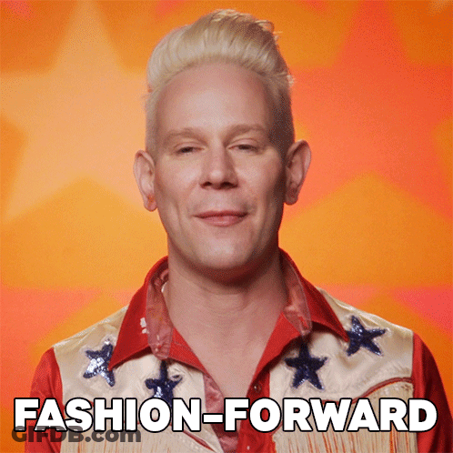 Man In Red Shirt And White Vest With Stars Says Fashion-Forward GIF