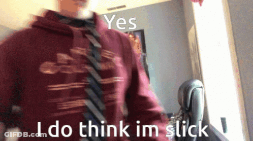 A Man Wearing A Red Shirt And Tie Says " Yes " And " I Do Think Im Slick " GIF