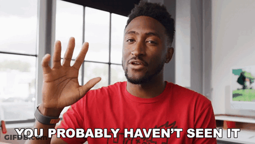 A Man Wearing A Red Shirt Says You Probably Haven 'T Seen It GIF