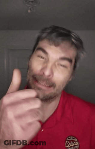 A Man Wearing A Red Shirt That Says Celina Giving A Thumbs Up GIF