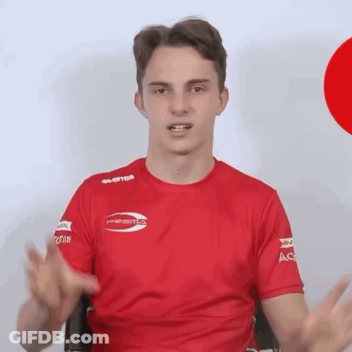 A Man Wearing A Red Shirt That Says Errea GIF