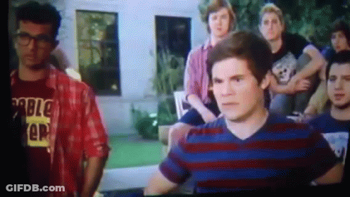 A Man Wearing A Red Shirt That Says ' Rumble Ep ' On It GIF