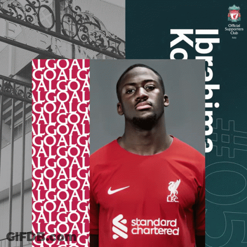 A Man Wearing A Red Shirt With The Word Standard Chartered On It GIF