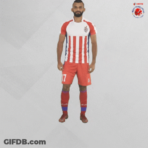 A Man Wearing A Red White And Blue Striped Jersey With The Number 17 On His Shorts GIF