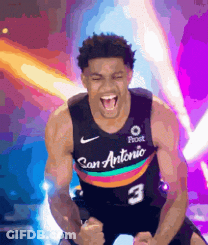 A Man Wearing A San Antonio Jersey With The Number 3 GIF
