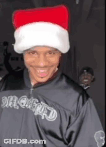 Man Wearing Santa Hat And Chicago Jacket GIF