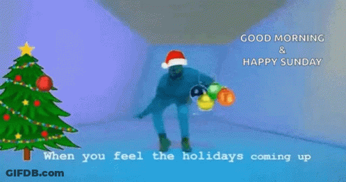 A Man Wearing A Santa Hat Is Dancing In Front Of A Purple Background . GIF