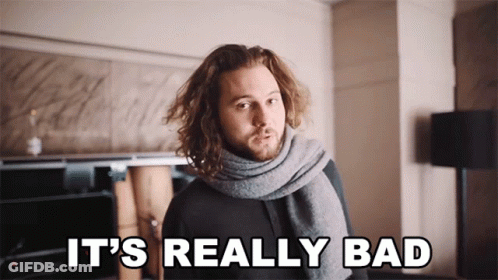 Man In Black Shirt And Scarf Says It's Really Bad GIF