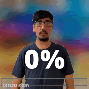 A Man Wearing A Shirt That Says 0 % On It GIF