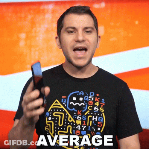 Man In Shirt Saying Average Holds Phone GIF