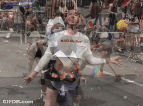 A Man Wearing A Shirt That Says Bad Habits Is Dancing GIF