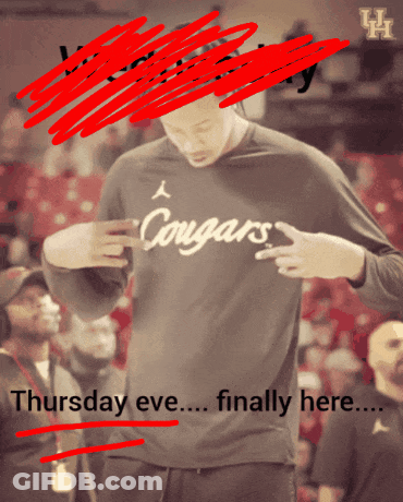 A Man Wearing A Shirt That Says Cougars Is Standing In Front Of A Crowd GIF