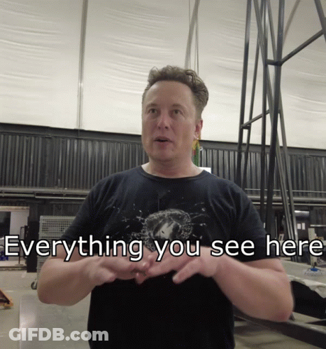 A Man Wearing A Shirt That Says " Everything You See Here " GIF