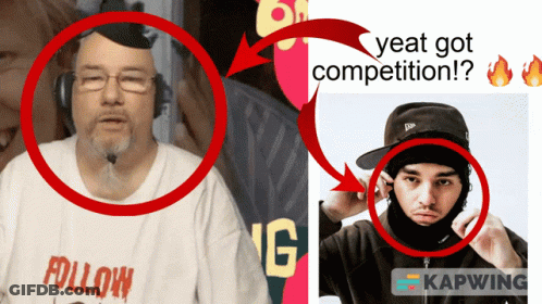 A Man Wearing A Shirt That Says Follow Next To A Picture Of A Man Wearing A Hat GIF