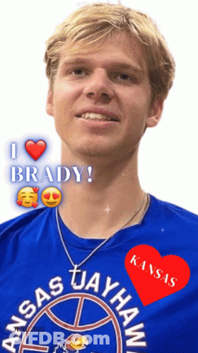 A Man Wearing A Shirt That Says Kansas Jayhawks On It GIF