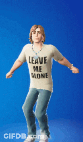 A Man Wearing A Shirt That Says Leave Me Alone Is Dancing GIF