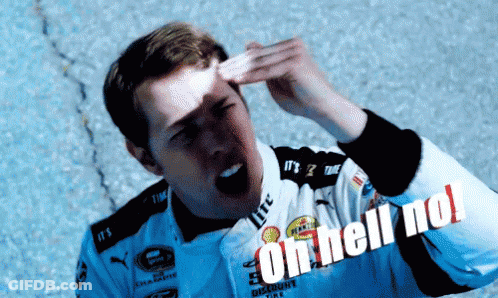 A Man Wearing A Shirt That Says " Oh Hell No " GIF