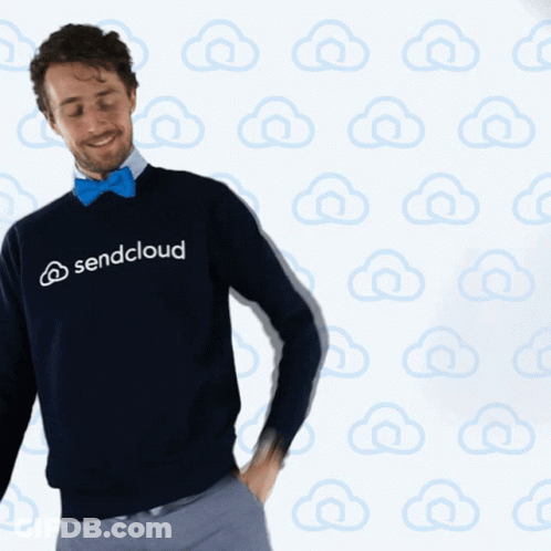 A Man Wearing A Shirt That Says Sendcloud GIF