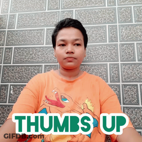 Man Wearing Thumbs Up Shirt GIF