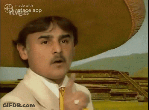 A Man Wearing A Sombrero And A White Shirt Is Being Made With Reface App GIF