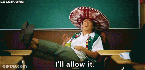 A Man Wearing A Sombrero Is Sitting In A Classroom With His Legs Crossed And Says I 'Ll Allow It . GIF
