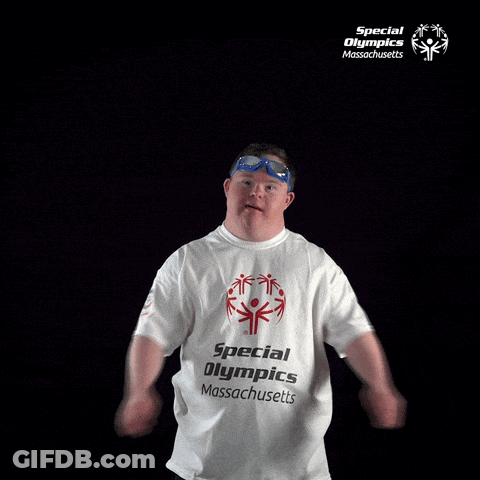 A Man Wearing A Special Olympics Massachusetts T-Shirt GIF