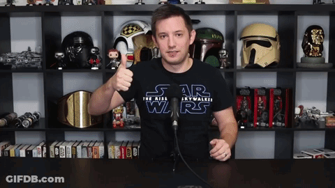 A Man Wearing A Star Wars T-Shirt Giving A Thumbs Up GIF