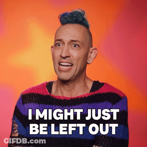 A Man Wearing A Striped Sweater Says " I Might Just Be Left Out " GIF