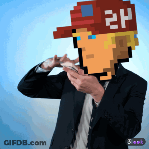 A Man Wearing A Suit And A Hat With The Number 24 On It Looks At His Phone GIF