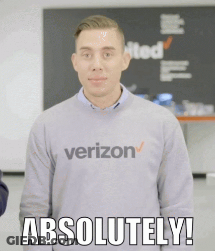 A Man Wearing A Sweater That Says Verizon Says Absolutely GIF