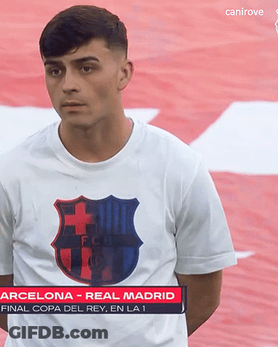 A Man Wearing A T-Shirt That Says Fcbarcelona On It GIF