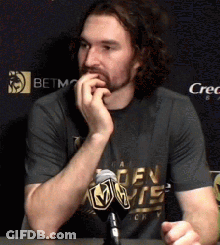 A Man Wearing A T-Shirt That Says Golden Knights GIF