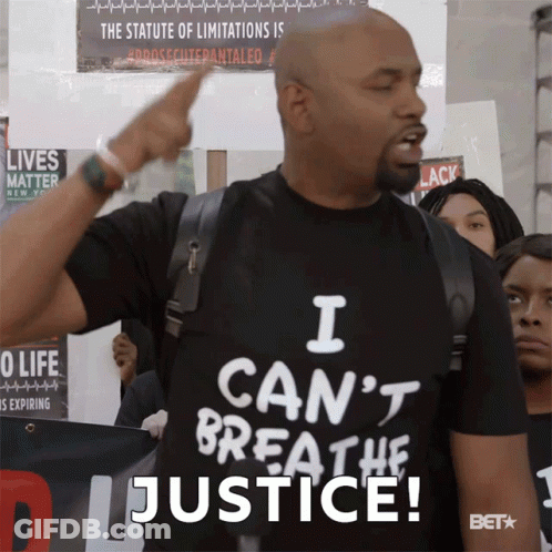 A Man Wearing A T-Shirt That Says I Can 'T Breathe Justice GIF
