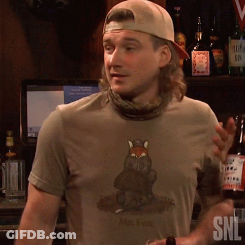 A Man Wearing A T-Shirt That Says Mrs. Fox GIF