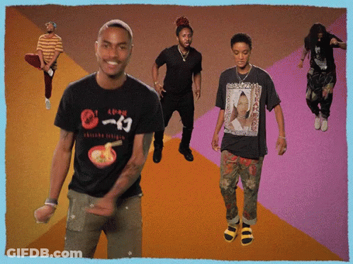A Man Wearing A T-Shirt That Says Noodles On It GIF