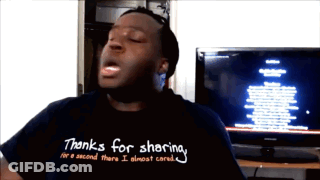 A Man Wearing A T-Shirt That Says Thanks For Sharing GIF