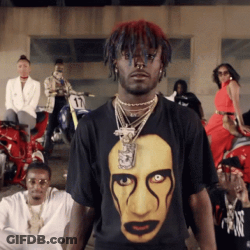 A Man Wearing A T-Shirt With A Face On It GIF