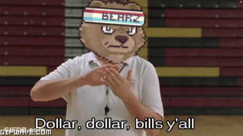A Man Wearing A Teddy Bear Headband Says Dollar Dollar Bills Y'all GIF