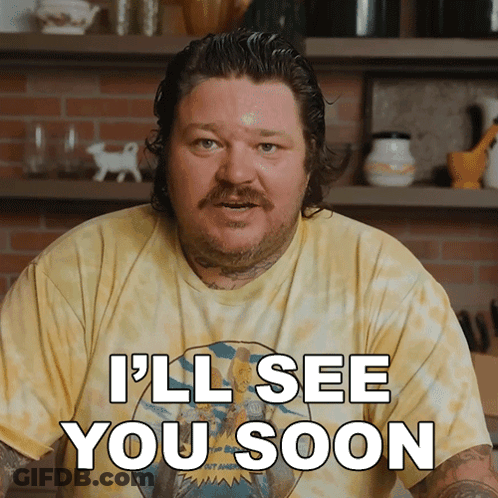 A Man Wearing A Tie Dye Shirt Says I 'Ll See You Soon GIF