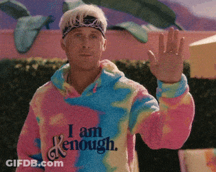 A Man Wearing A Tie Dye Sweatshirt That Says " I Am Enough " GIF