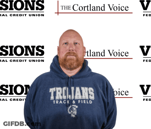 A Man Wearing A Trojans Track And Field Hoodie GIF