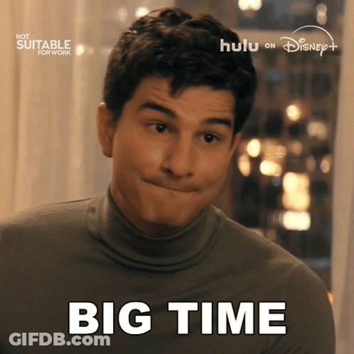 A Man Wearing A Turtleneck Sweater Says " Big Time " GIF