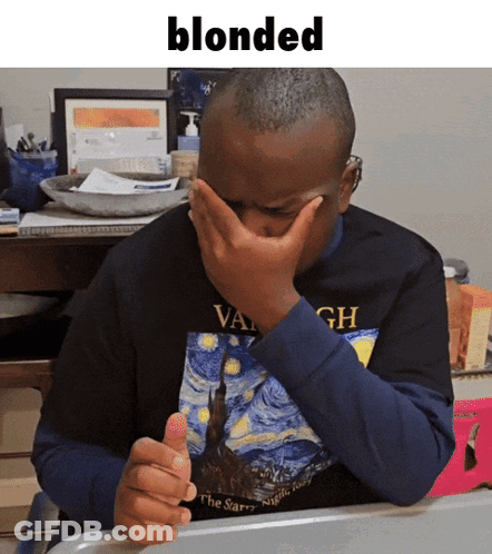 A Man Wearing A Van Gogh Shirt Is Covering His Face With His Hand GIF