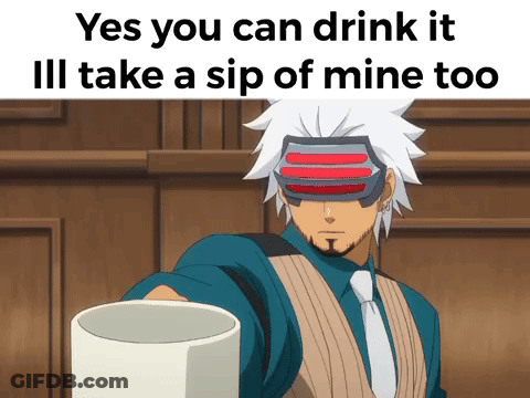 A Man Wearing A Virtual Reality Headset Is Holding A Cup And Says Yes You Can Drink It Ill Take A Sip Of Mine GIF