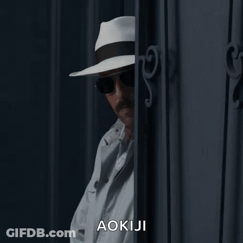 A Man Wearing A White Hat And Sunglasses Says Aokaji GIF