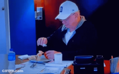 A Man Wearing A White Hat With A Letter D On It GIF