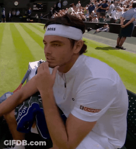 A Man Wearing A White Headband That Says Boss On It GIF