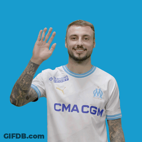 A Man Wearing A White Jersey With Cma Cgm On It GIF