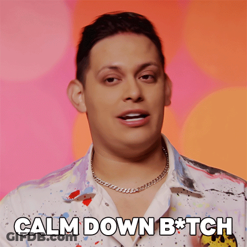 A Man Wearing A White Shirt And A Necklace Says Calm Down B * Tch GIF